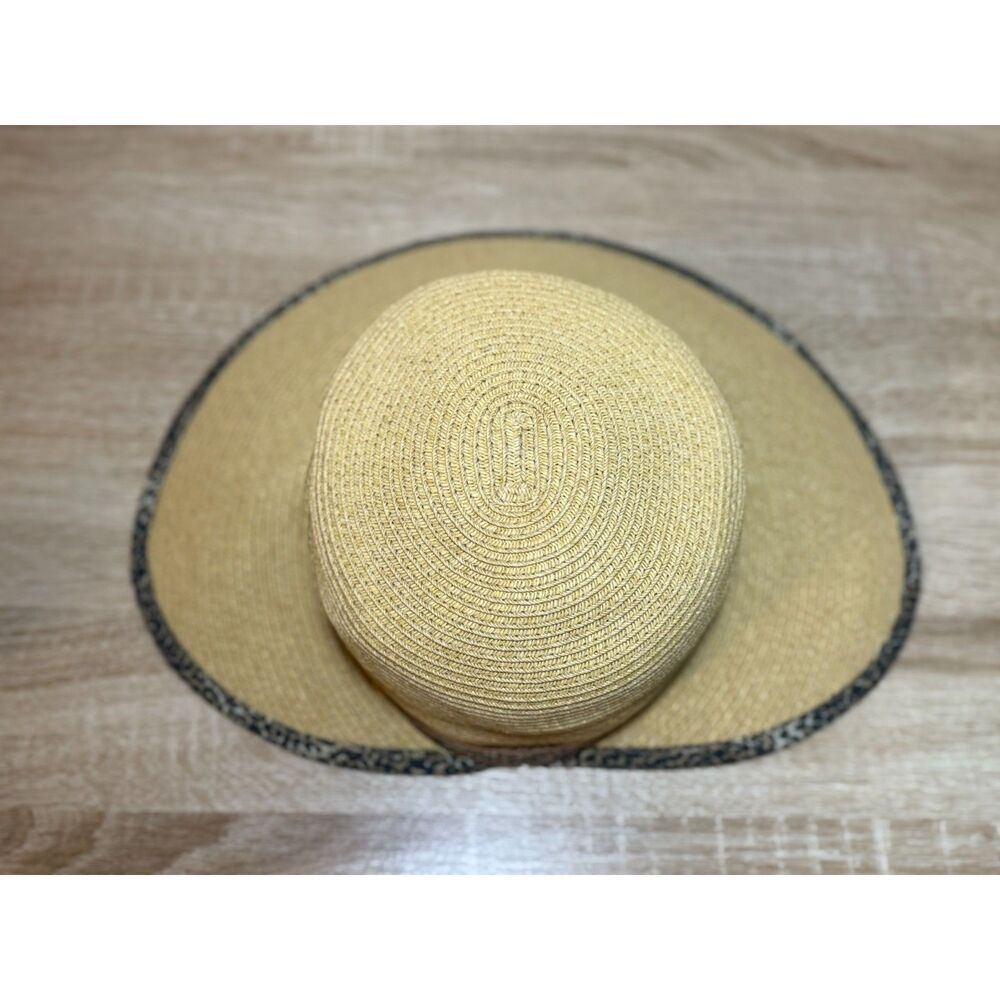 Sun 'N' Sand UPF 50+ Straw Sun Hat - Leopard Print Trim - Wide Brim